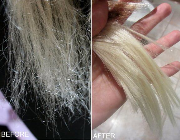 antes y despues cabello maltratado